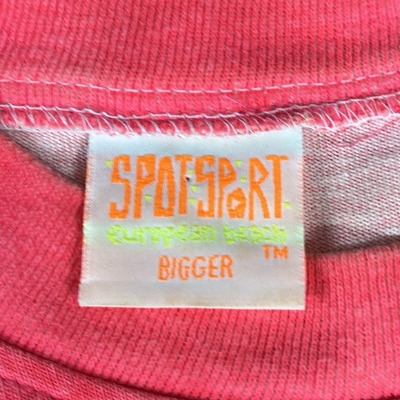 Vintage 80-90s Spot Sport European Beach Pink Single Stitch T-Shirt Surf USA XL - Picture 11 of 12